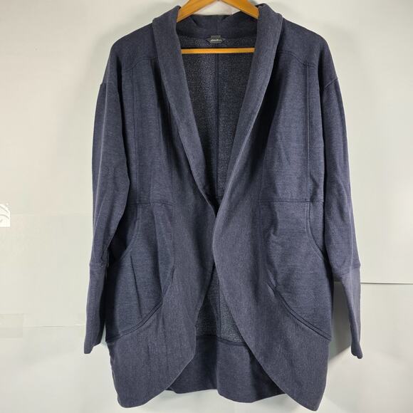 Eddie Bauer Summit Camp Fleece Wrap Cardigan Midnight Heather Gray Size S - Picture 1 of 11